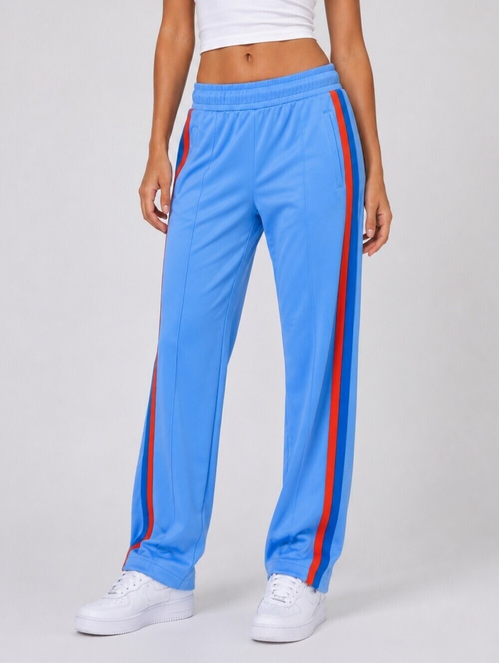 Kule x Bandier Blue Side Stripe Track Pants Zip Hem Athleisure XS